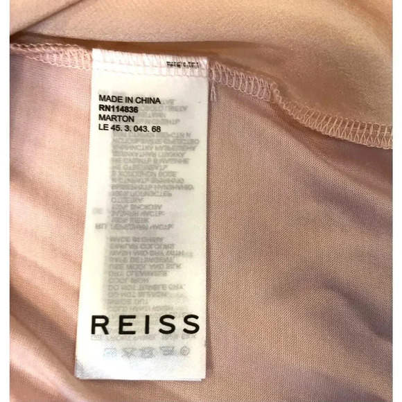 REISS Sleeveless Silk Top Blouse Light Pink with Gold Lurex Trim Size Small - Picture 6 of 8